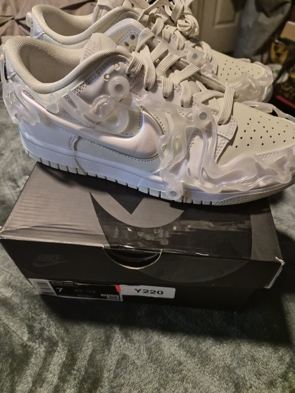 Nike Women's Dunk Low LX Sneakers with Translucent Wave Overlays